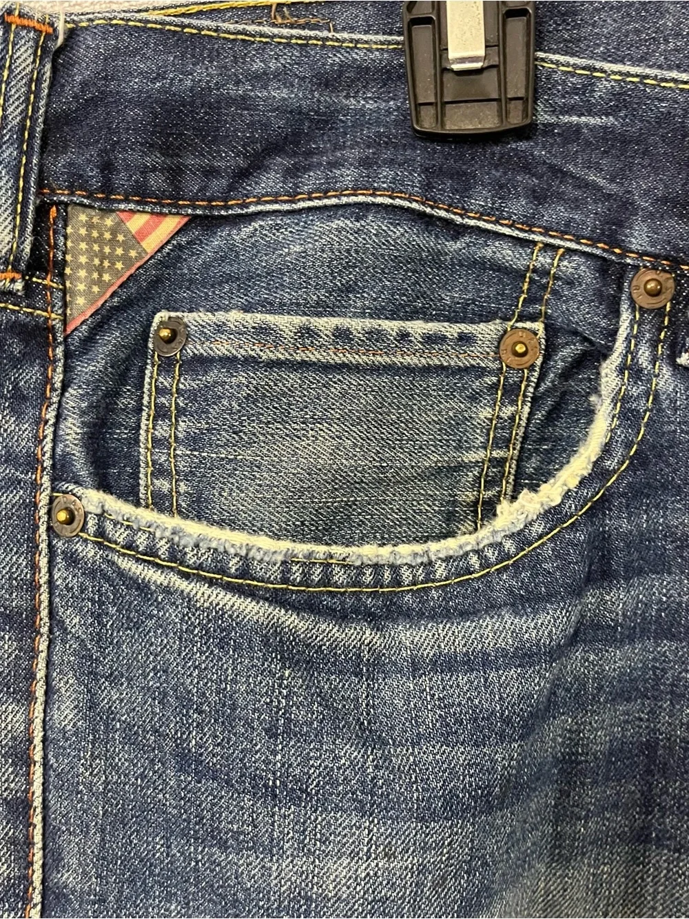 Denim & Supply Ralph Lauren Slouch Jeans Men’s 40x32 Dark Wash USA Flag Patch